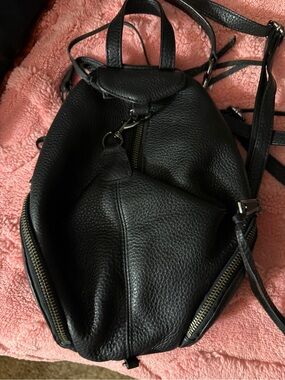 Rebecca Minkoff Black Pebbled Leather Mini Backpack